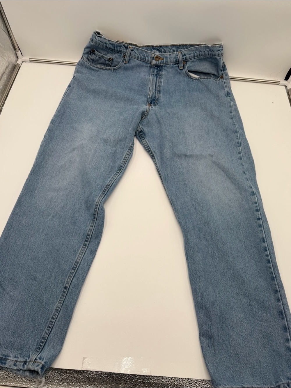 RL Ralph Lauren Jeans Relaxed Fit Jeans Men 38x30 Light Wash Distressed Raw Hem